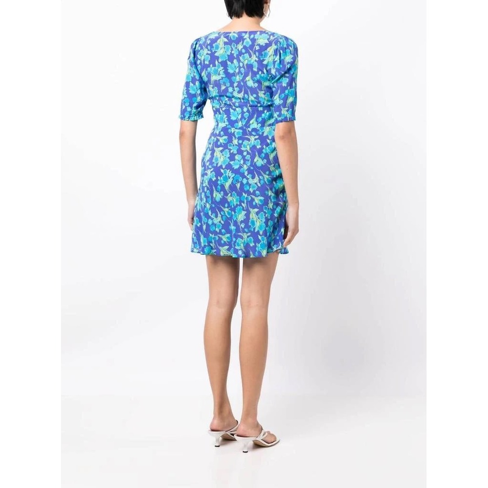 RIXO Lilita Floral Dress Short Sleeve Babydoll Sweetheart Neck 100% Silk Size 10 - Picture 2 of 7